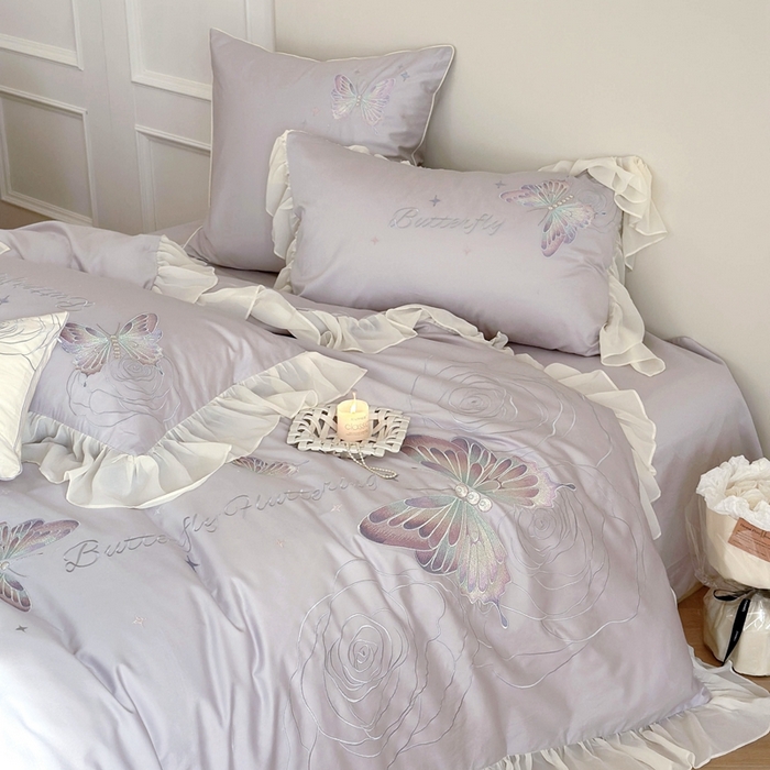 91家纺网 家纺一手货源 找家纺 MIU缪家居2024新款100支全棉四件套-梦月精灵 梦幻紫