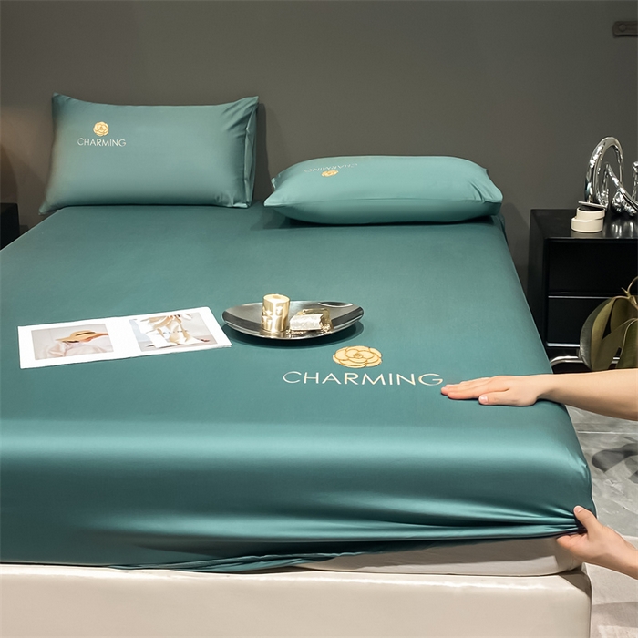 91家纺网 家纺一手货源 找家纺 古吉梦 2024新款水洗真丝冰丝床笠 冰丝-贝拉-浅石兰