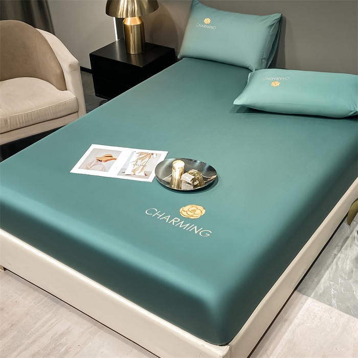 91家纺网 家纺一手货源 找家纺 古吉梦 2024新款水洗真丝冰丝床笠 冰丝-贝拉-浅石兰