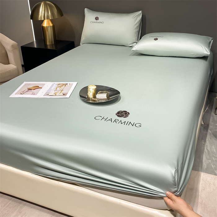 91家纺网 家纺一手货源 找家纺 古吉梦 2024新款水洗真丝冰丝床笠 冰丝-贝拉-梵星蓝