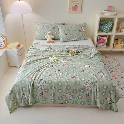 木堇家居 2024新款A类凉感丝凉感冰淇淋大豆夏被 凉感丝-绿色小鸭