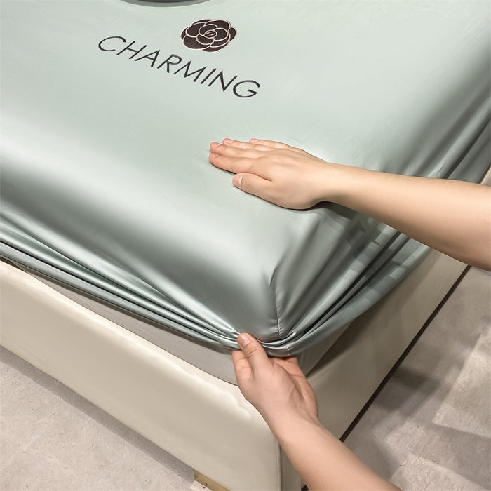 91家纺网 家纺一手货源 找家纺 古吉梦 2024新款水洗真丝冰丝床笠 冰丝-贝拉-梵星蓝