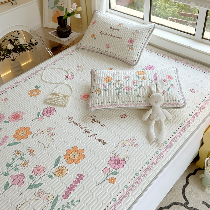 91家纺网 家纺一手货源 找家纺 凡客家居 2024新款大版0.4凉感丝乳胶凉席 爱恋