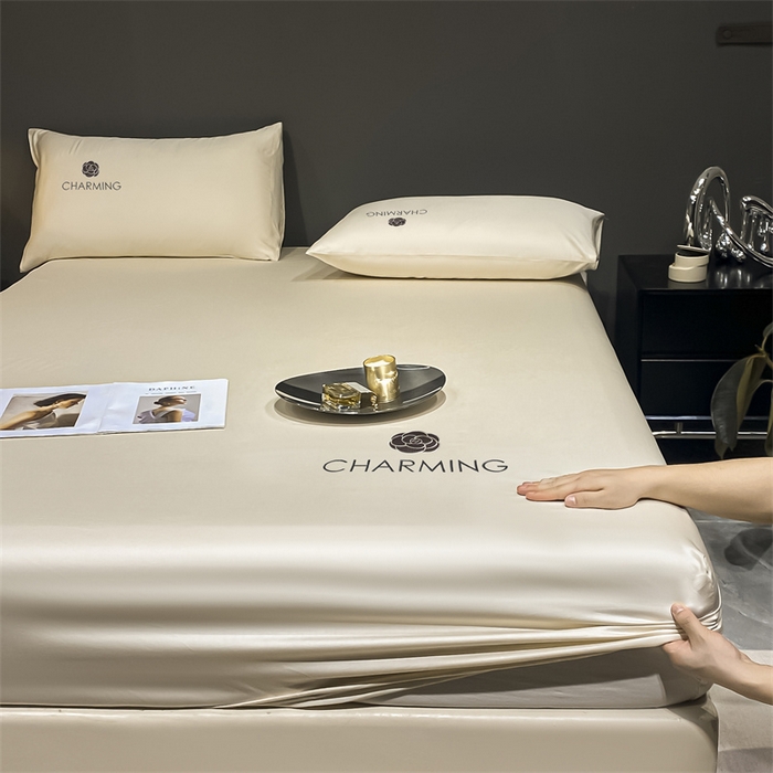 91家纺网 家纺一手货源 找家纺 古吉梦 2024新款水洗真丝冰丝床笠 冰丝-贝拉-奶昔白