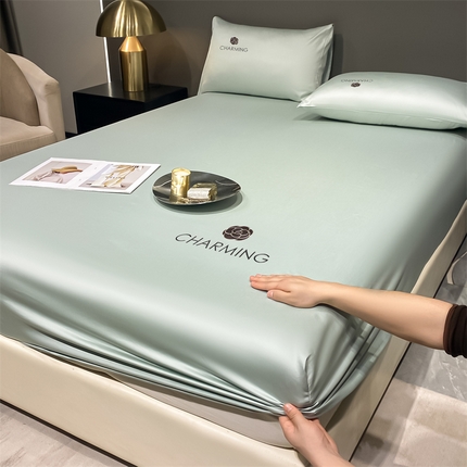 古吉梦 2024新款水洗真丝冰丝床笠 冰丝-贝拉-梵星蓝