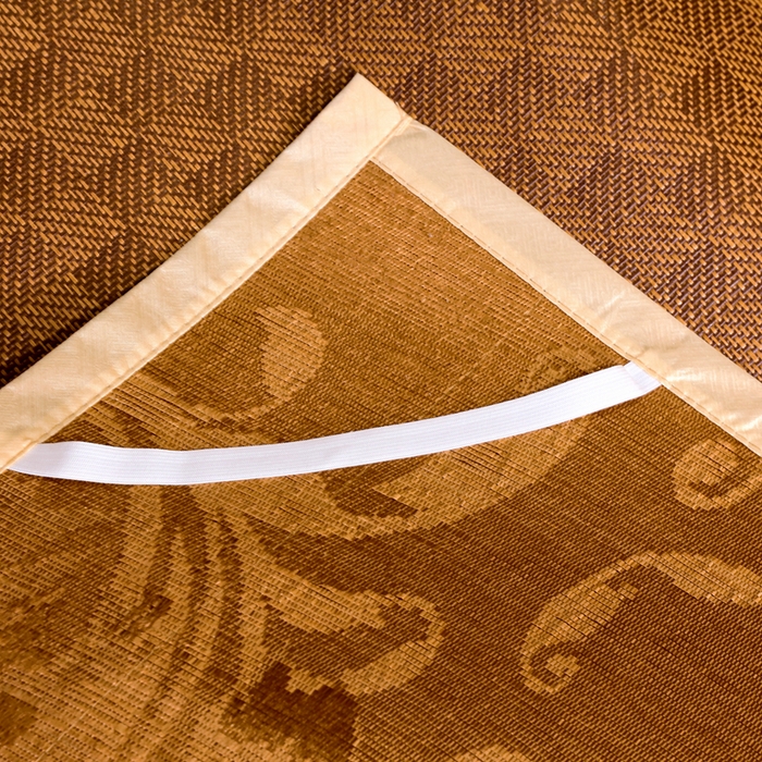 91家纺网 家纺一手货源 找家纺 青雅席业 2025新款艾草刺绣双面驱蚊御藤席-正面藤席-背面冰丝双面两用 双面席经典格