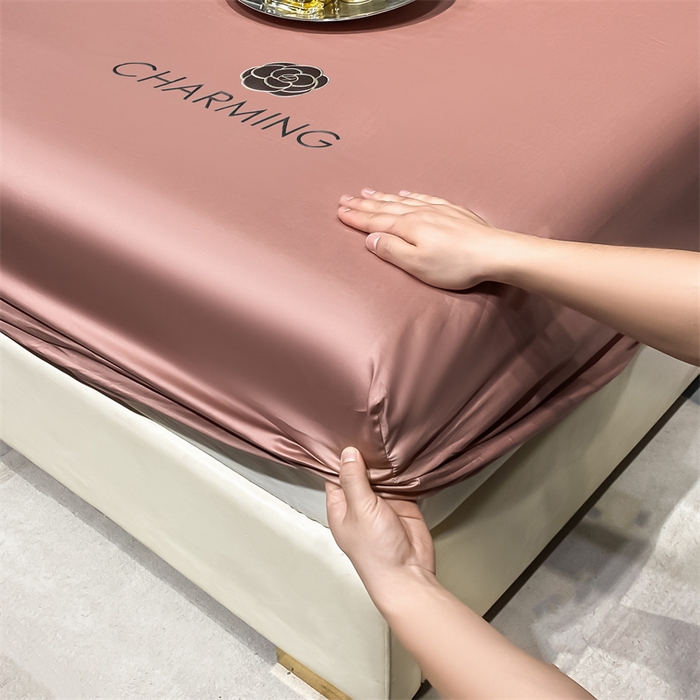 91家纺网 家纺一手货源 找家纺 古吉梦 2024新款水洗真丝冰丝床笠 冰丝-贝拉-紫豆沙