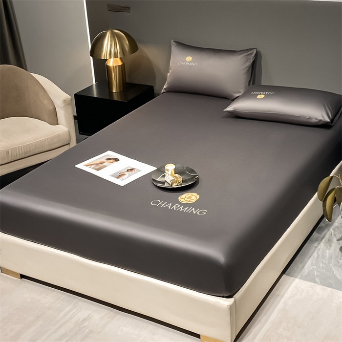 91家纺网 家纺一手货源 找家纺 古吉梦 2024新款水洗真丝冰丝床笠 冰丝-贝拉-高级灰