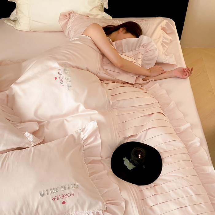 91家纺网 家纺一手货源 找家纺 MIU缪家居2024新款100支全棉四件套-缪缪系列 露思粉