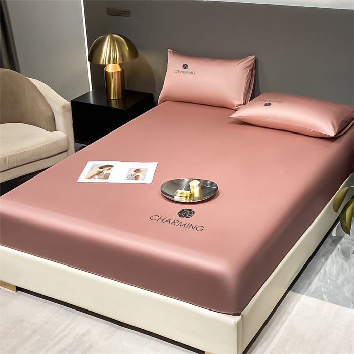 91家纺网 家纺一手货源 找家纺 古吉梦 2024新款水洗真丝冰丝床笠 冰丝-贝拉-紫豆沙