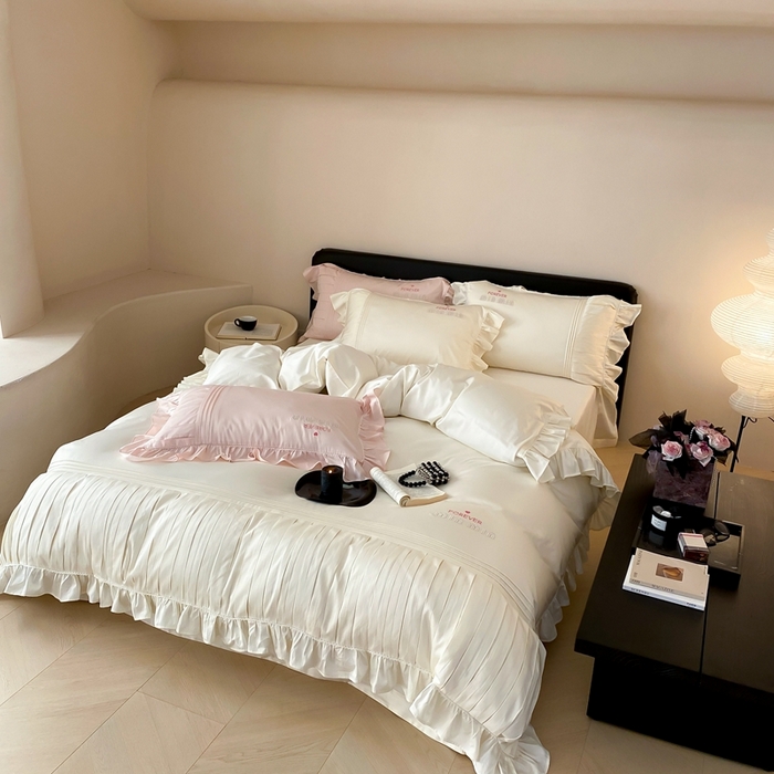 91家纺网 家纺一手货源 找家纺 MIU缪家居2024新款100支全棉四件套-缪缪系列 白鹿白