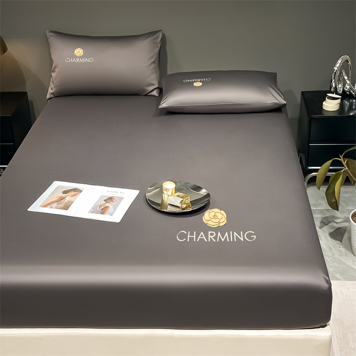 91家纺网 家纺一手货源 找家纺 古吉梦 2024新款水洗真丝冰丝床笠 冰丝-贝拉-高级灰