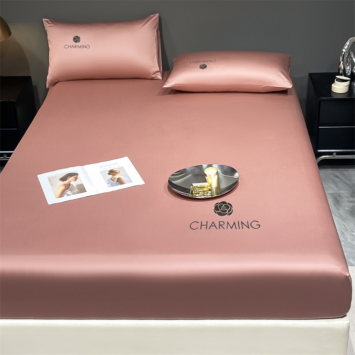 91家纺网 家纺一手货源 找家纺 古吉梦 2024新款水洗真丝冰丝床笠 冰丝-贝拉-紫豆沙