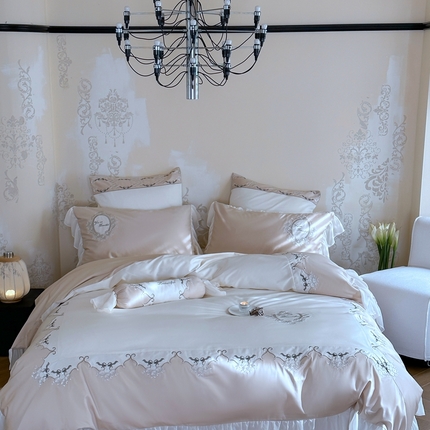 MIU缪家居2024新款100支全棉四件套-罗马假日（场景二） 奶茶色