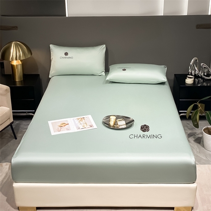 91家纺网 家纺一手货源 找家纺 古吉梦 2024新款水洗真丝冰丝床笠 冰丝-贝拉-梵星蓝