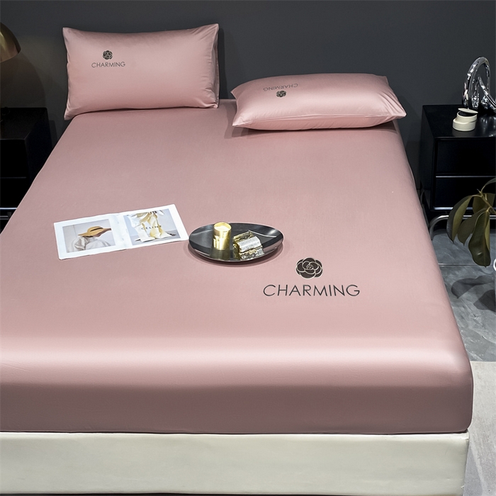 91家纺网 家纺一手货源 找家纺 古吉梦 2024新款水洗真丝冰丝床笠 冰丝-贝拉-藕粉