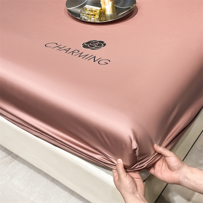 91家纺网 家纺一手货源 找家纺 古吉梦 2024新款水洗真丝冰丝床笠 冰丝-贝拉-紫豆沙