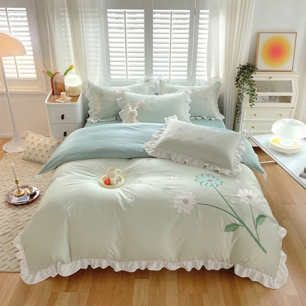 91家纺网 家纺一手货源 找家纺 （总）凡客家居 2024新款水洗真丝绣花四件套学生宿舍三件套