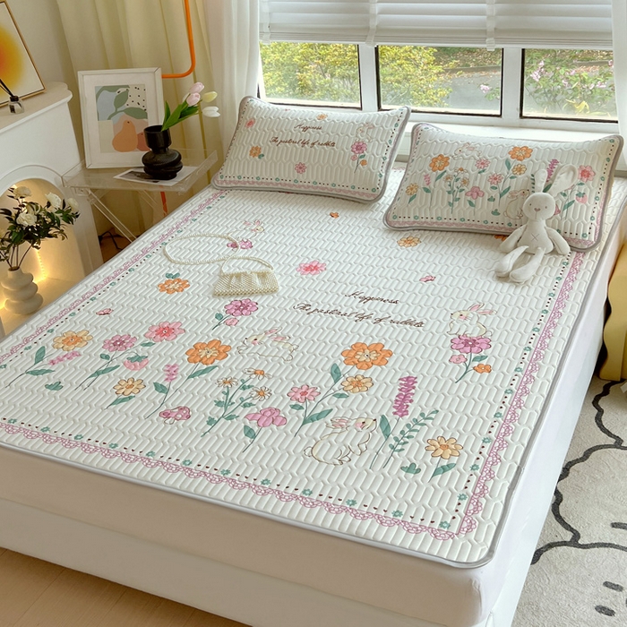 91家纺网 家纺一手货源 找家纺 凡客家居 2024新款大版0.4凉感丝乳胶凉席 爱恋