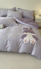 91家纺网 家纺一手货源 找家纺 凡客家居 2024新款水洗真丝绣花四件套 大兔兔