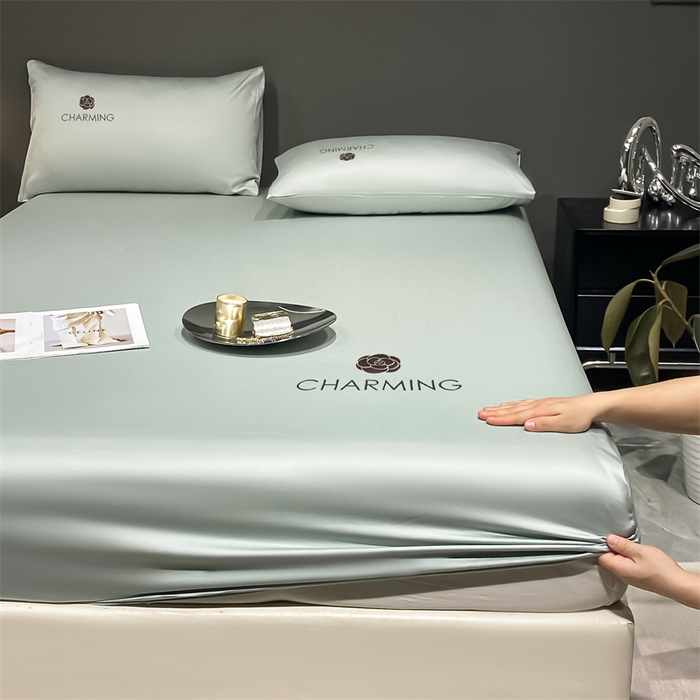 91家纺网 家纺一手货源 找家纺 古吉梦 2024新款水洗真丝冰丝床笠 冰丝-贝拉-梵星蓝