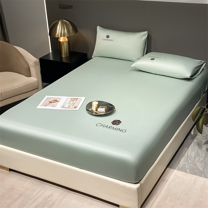 91家纺网 家纺一手货源 找家纺 古吉梦 2024新款水洗真丝冰丝床笠 冰丝-贝拉-梵星蓝