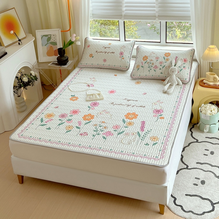 91家纺网 家纺一手货源 找家纺 凡客家居 2024新款大版0.4凉感丝乳胶凉席 爱恋