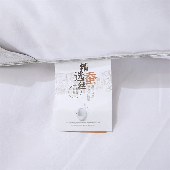 91家纺网 家纺一手货源 找家纺 恒鑫家纺 2025新款全棉提花蚕丝被 月光白