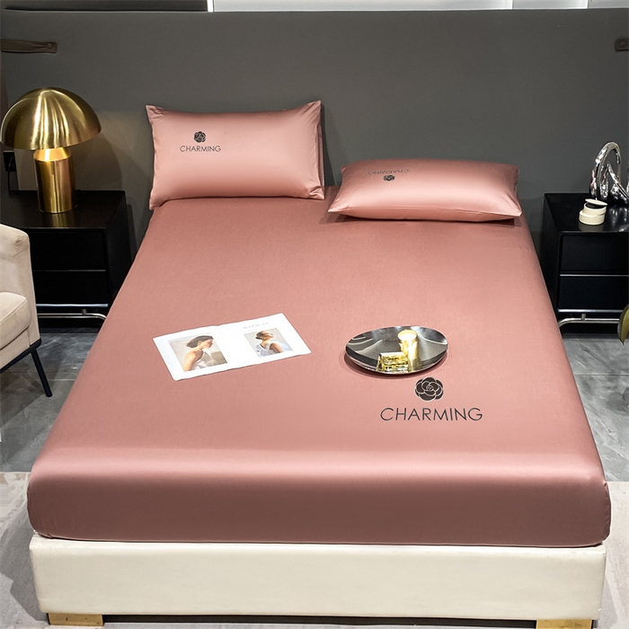 91家纺网 家纺一手货源 找家纺 古吉梦 2024新款水洗真丝冰丝床笠 冰丝-贝拉-紫豆沙