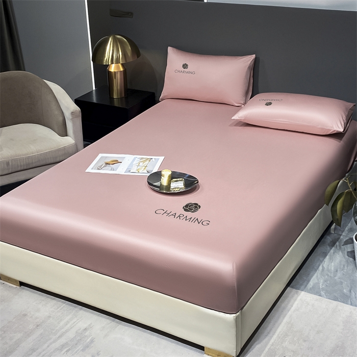 91家纺网 家纺一手货源 找家纺 古吉梦 2024新款水洗真丝冰丝床笠 冰丝-贝拉-藕粉