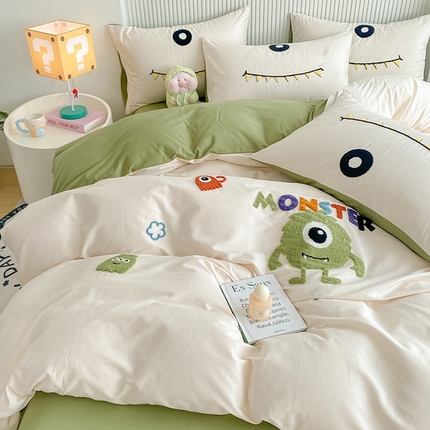 91家纺网 家纺一手货源 找家纺 （总）帅露 2025纯棉毛巾绣四件套 大版卡通毛巾绣