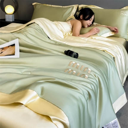 91家纺网 家纺一手货源 找家纺 （总）无界 2025新款水洗真丝刺绣夏被四件套-瑞纳