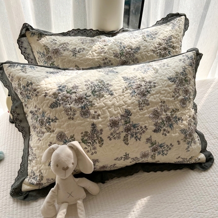 91家纺网 家纺一手货源 找家纺 百寐 2024新款全棉韩版花边夹棉枕套 夹棉--云中忆