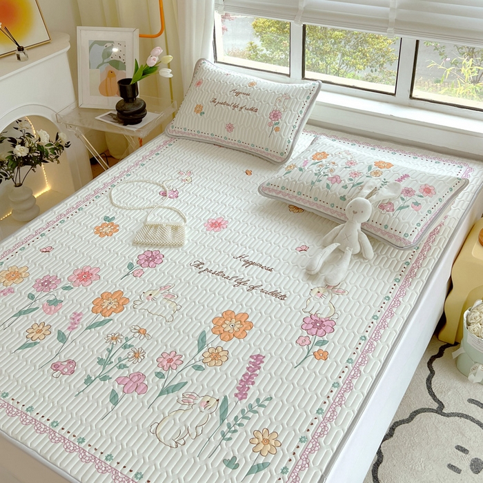 91家纺网 家纺一手货源 找家纺 凡客家居 2024新款大版0.4凉感丝乳胶凉席 爱恋