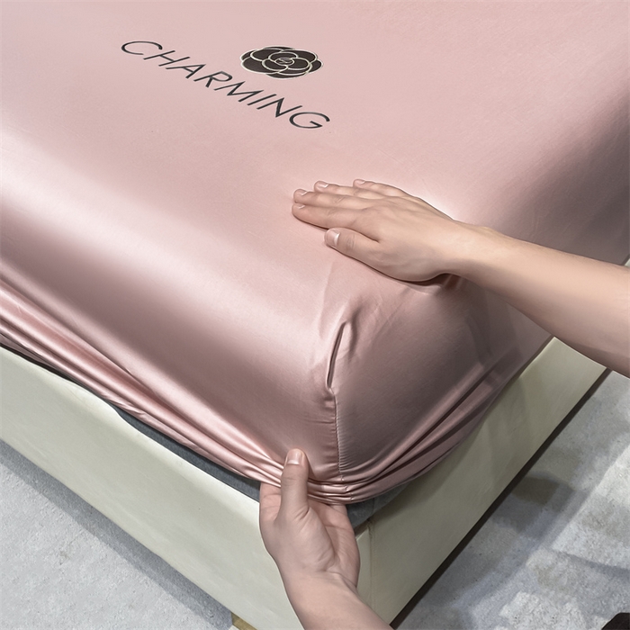 91家纺网 家纺一手货源 找家纺 古吉梦 2024新款水洗真丝冰丝床笠 冰丝-贝拉-藕粉