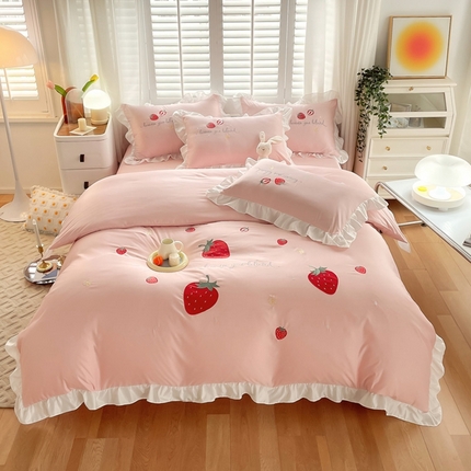 91家纺网 家纺一手货源 找家纺 （总）凡客家居 2024新款水洗真丝绣花四件套学生宿舍三件套