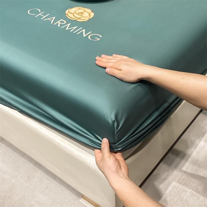 91家纺网 家纺一手货源 找家纺 古吉梦 2024新款水洗真丝冰丝床笠 冰丝-贝拉-浅石兰