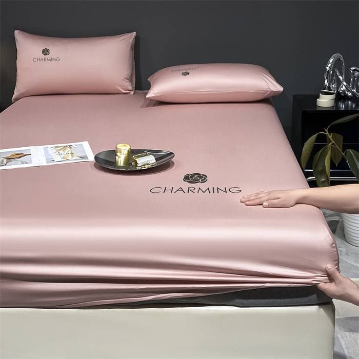 91家纺网 家纺一手货源 找家纺 古吉梦 2024新款水洗真丝冰丝床笠 冰丝-贝拉-藕粉