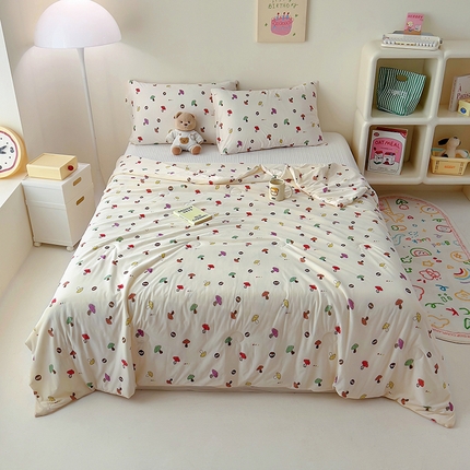 木堇家居 2024新款A类凉感丝凉感冰淇淋大豆夏被 凉感丝---彩色蘑菇