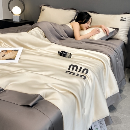 91家纺网 家纺一手货源 找家纺 （总）无界 2025新款水洗真丝刺绣夏被四件套-瑞纳