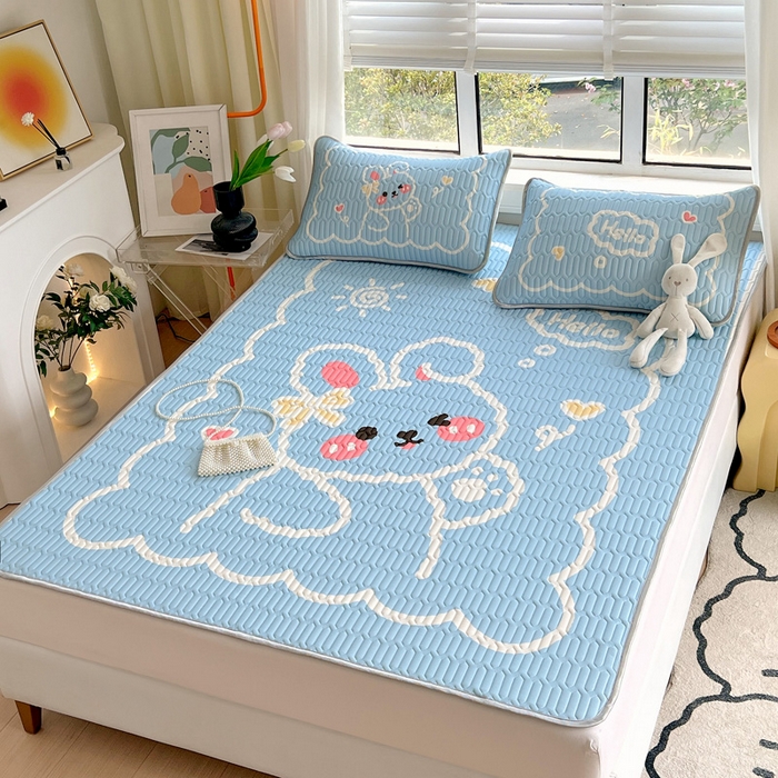 91家纺网 家纺一手货源 找家纺 凡客家居 2024新款大版0.4凉感丝乳胶凉席 吉可可