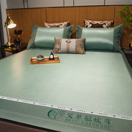 91家纺网 家纺一手货源 找家纺 全季家居 2024新款A类艾草驱蚊冰藤席 艾草-碧绿