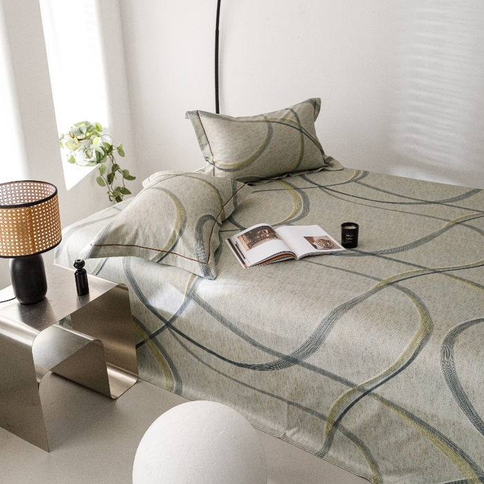 91家纺网 家纺一手货源 找家纺 舒慕家纺 2025新款天丝竹纤维竹语天丝凉席数码印花软凉席床单床笠 律动