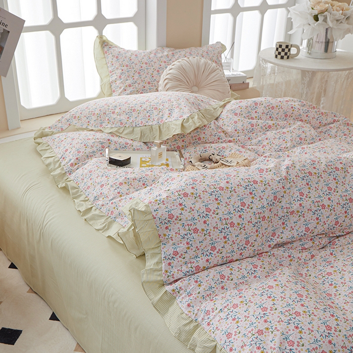 91家纺网 家纺一手货源 找家纺 一米阳光 2024新款2月全棉花边款四件套 婉约之美