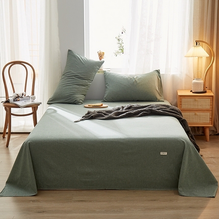 91家纺网 家纺一手货源 找家纺 暖阳 2025新款全棉水洗棉单床单 雅典大格绿