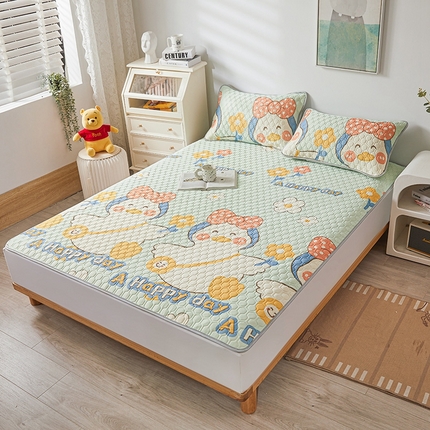 91家纺网 家纺一手货源 找家纺 （总）小萌虎 2024新款凉感冰丝印花床单款胶质凉席