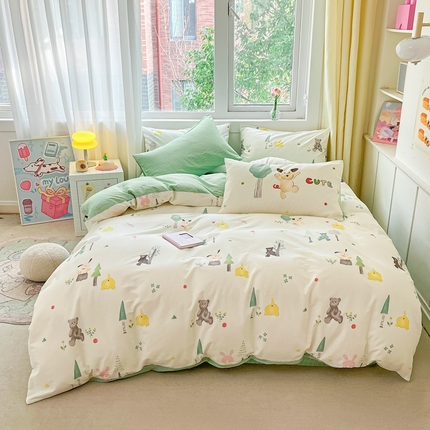 91家纺网 家纺一手货源 找家纺 佰亿莱 2024新款13372全棉印花四件套-风格二 秘森茶话会