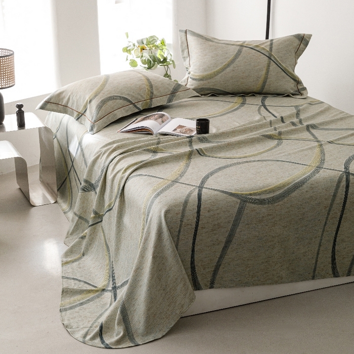 91家纺网 家纺一手货源 找家纺 舒慕家纺 2025新款天丝竹纤维竹语天丝凉席数码印花软凉席床单床笠 律动