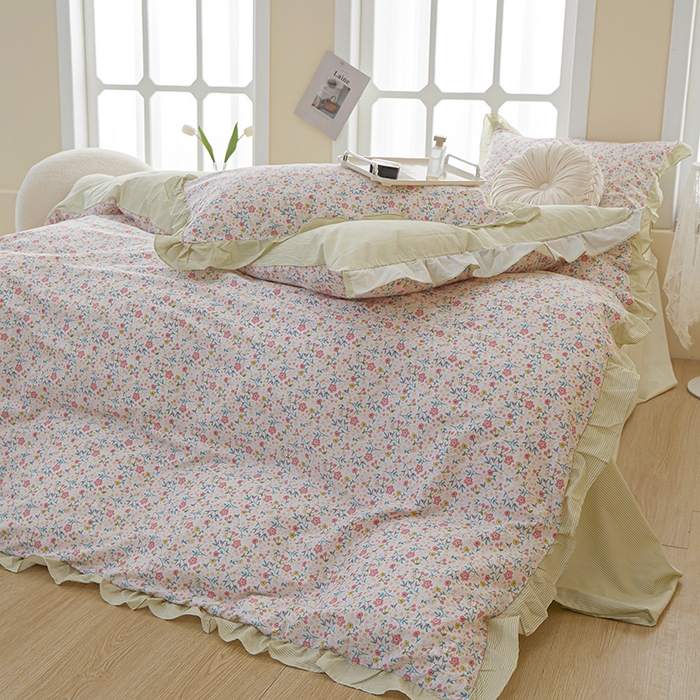 91家纺网 家纺一手货源 找家纺 一米阳光 2024新款2月全棉花边款四件套 婉约之美