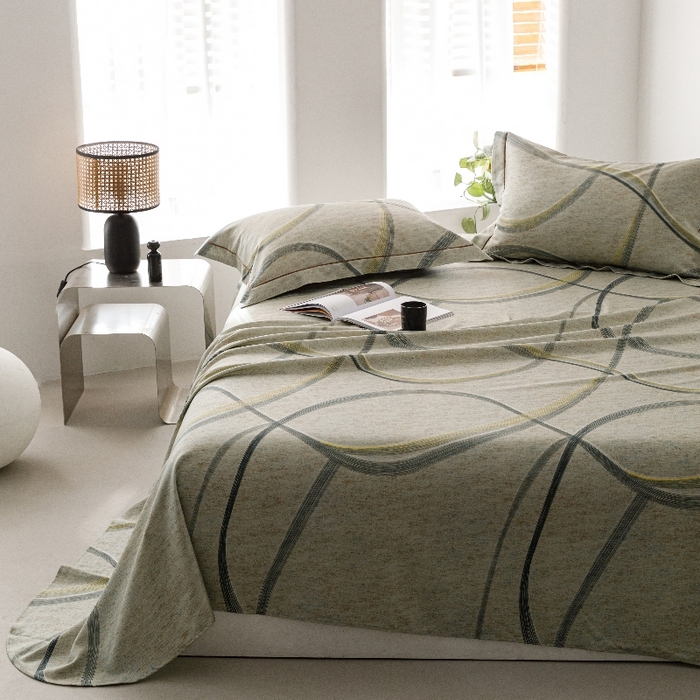 91家纺网 家纺一手货源 找家纺 舒慕家纺 2025新款天丝竹纤维竹语天丝凉席数码印花软凉席床单床笠 律动